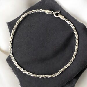 Sterling Italy 925 silver rope bracelet - 7.25in